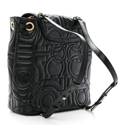 Salvatore Ferragamo Calfskin Quilted Gancini Backpack Black 3 of 10