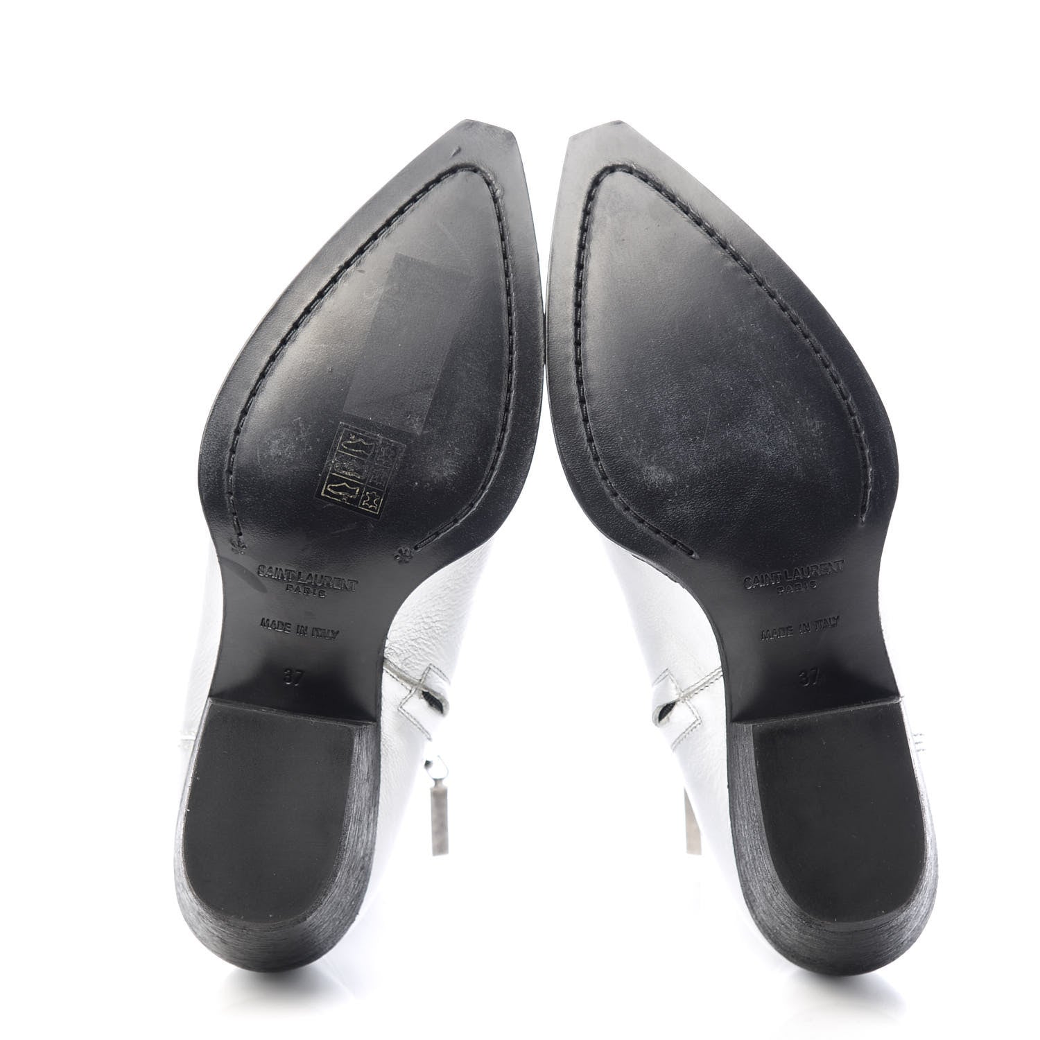 Saint Laurent Metallic Calfskin Lukas Ankle Boots 37 Silver 6 of 10