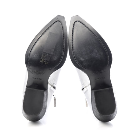Saint Laurent Metallic Calfskin Lukas Ankle Boots 37 Silver 6 of 10