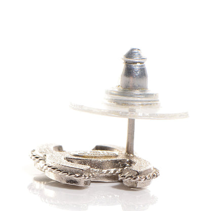 Chanel Hammered CC Earrings Silver 4 of 4