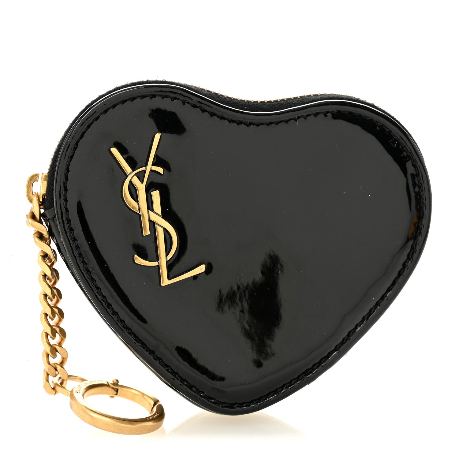Saint Laurent Patent Heart Key Pouch Black 1 of 7