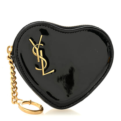 Saint Laurent Patent Heart Key Pouch Black 1 of 7