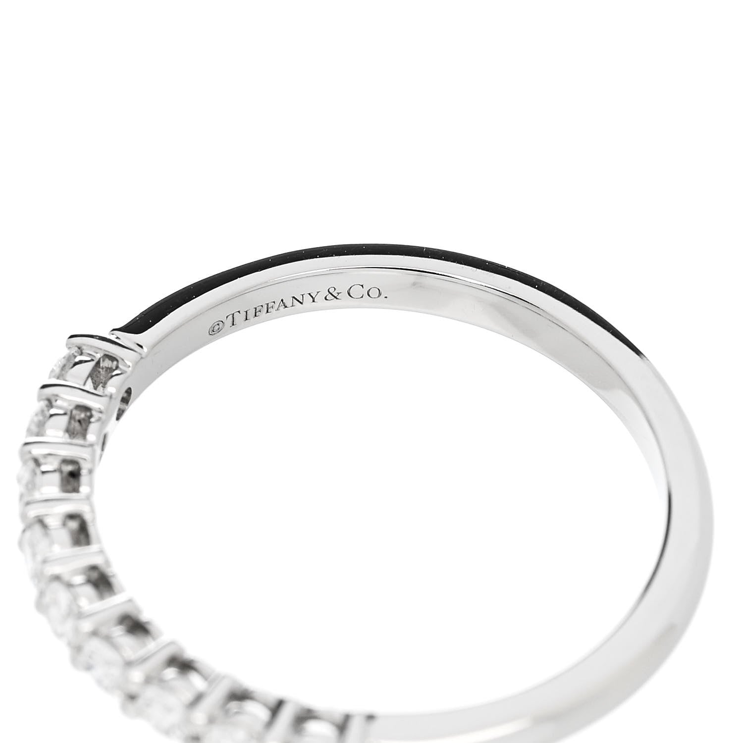 Tiffany Platinum Diamond .27ctw 2.2mm Half Circle Forever Band Ring 49 5 5 of 6