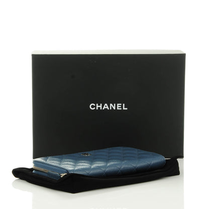 Chanel Caviar Quilted Large Gusset Zip Around Wallet Blue 4 of 8