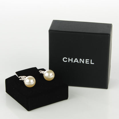 Chanel Crystal Pearl CC Drop Earrings Silver 3 of 5