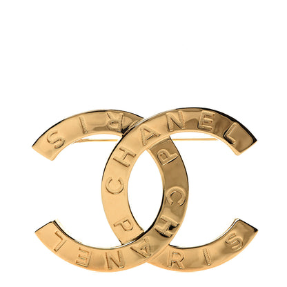 Chanel Metal Paris Button CC Large Brooch Gold 1 of 4