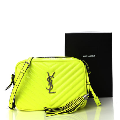 Saint Laurent Patent Calfskin Matelasse Monogram Lou Camera Bag Neon Yellow 10 of 10