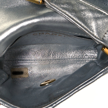 Chanel Metallic Goatskin Quilted Square Flap Shoulder Bag Silver 5 of 9
