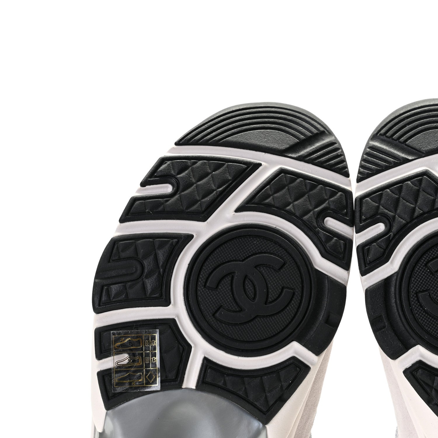 Chanel Nylon Calfskin Suede Womens CC Sneakers 40 Grey White 7 of 11