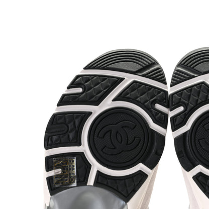 Chanel Nylon Calfskin Suede Womens CC Sneakers 40 Grey White 7 of 11