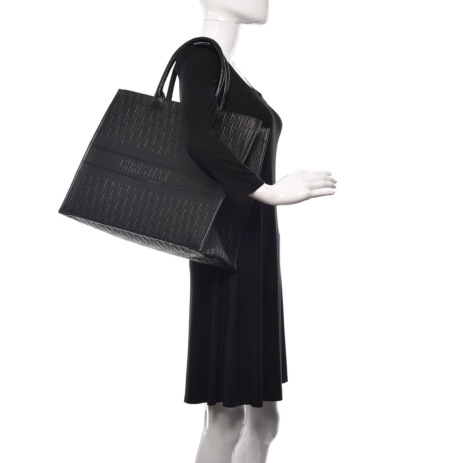 Christian Dior Oblique Calfskin Embossed Medium Book Tote Black 2 of 7