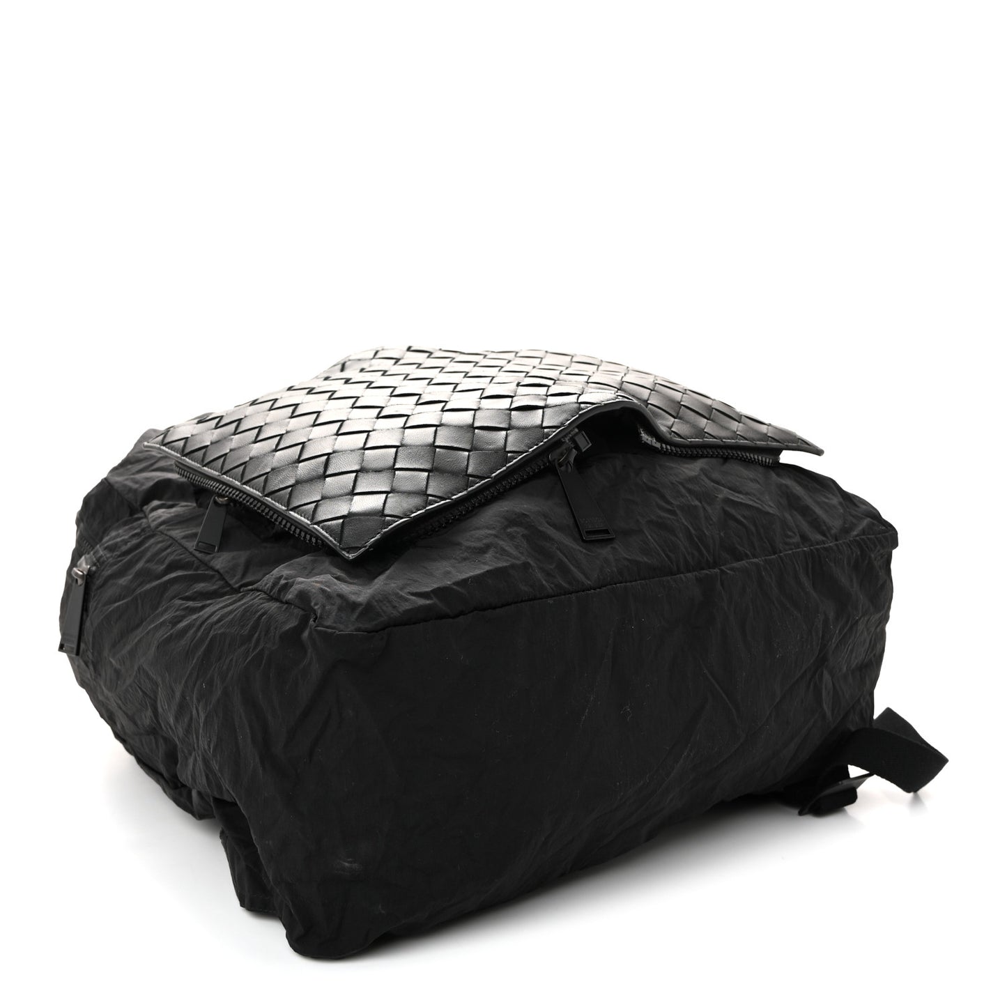 Nappa Nylon Intreccio Packable Backpack Black