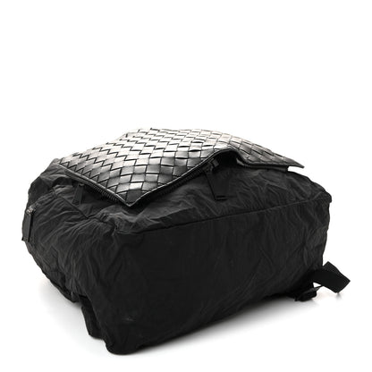 Bottega Veneta Nappa Nylon Intreccio Packable Backpack Black 4 of 11