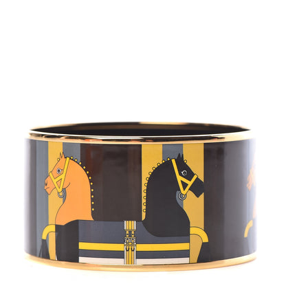 Hermes Enamel Printed Nouveau Rocabar Extra Wide Bracelet 62 1 of 5