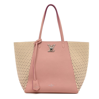 Louis Vuitton Calfskin Perforated Lockme Cabas Rose Poudre Creme 1 of 10