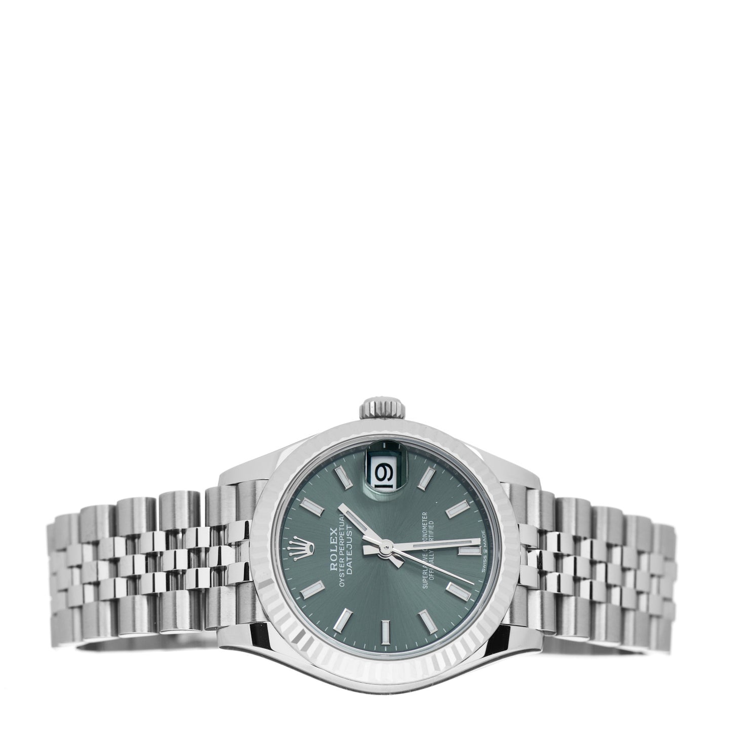 Stainless Steel 18K White Gold 31mm Oyster Perpetual Datejust Watch Mint Green 278274