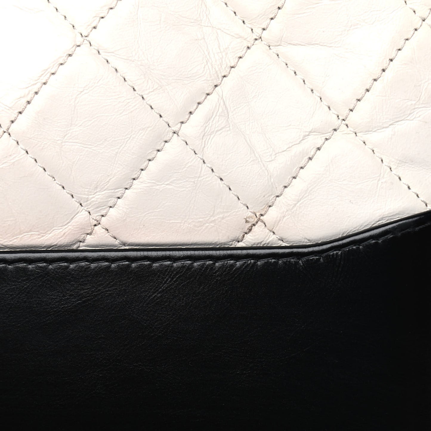 Aged Calfskin Quilted Medium Gabrielle Hobo Black White