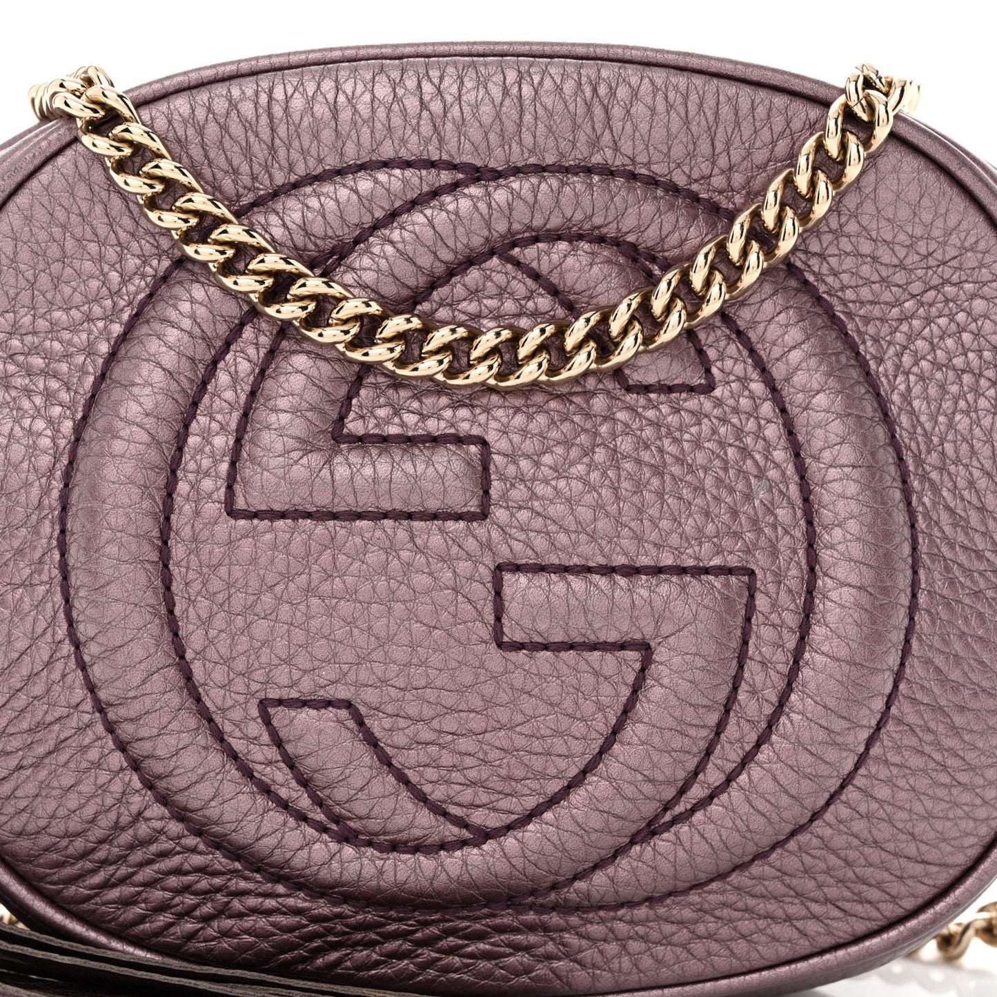 Metallic Pebbled Calfskin Mini Soho Chain Bag Purple