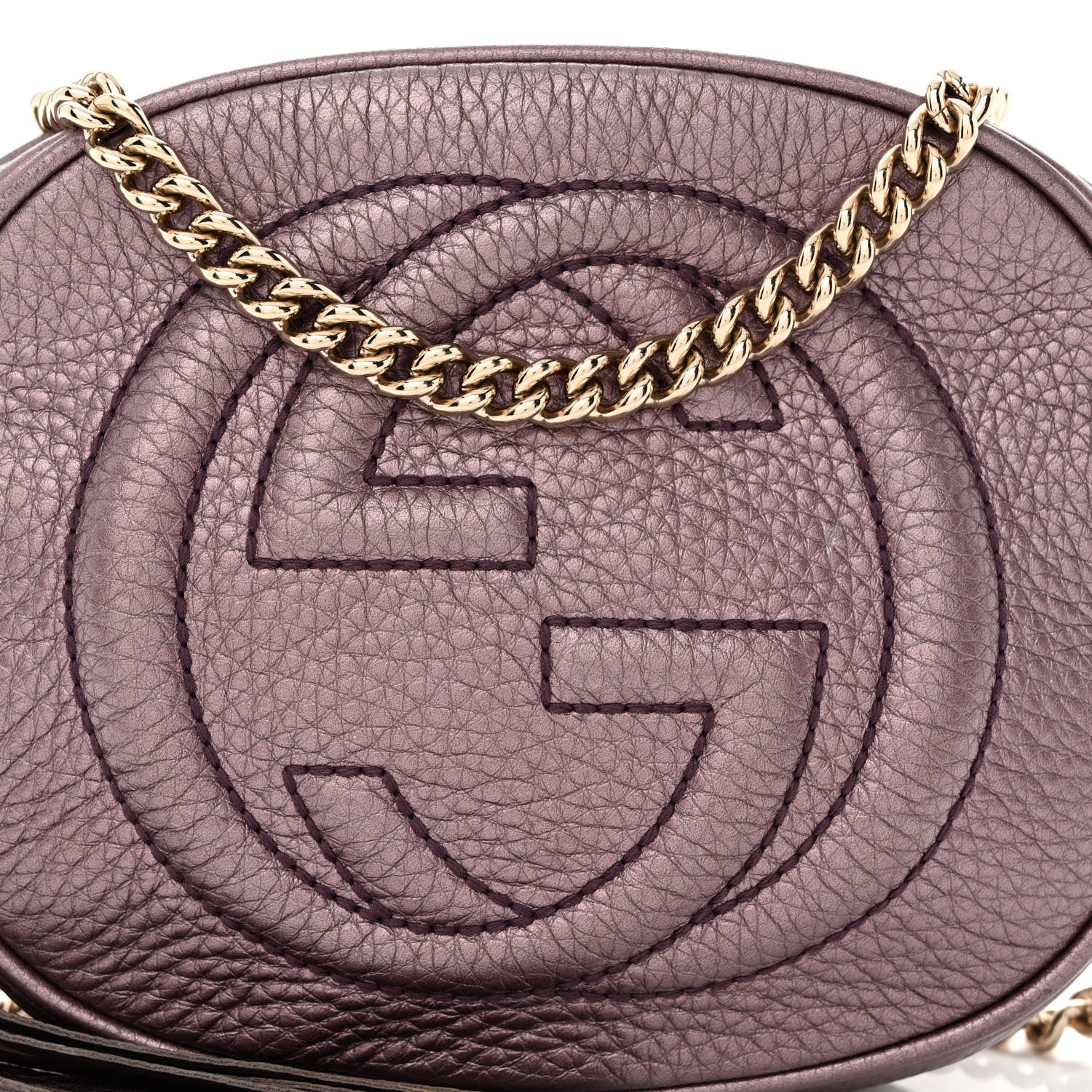 Gucci Metallic Pebbled Calfskin Mini Soho Chain Bag Purple 9 of 11