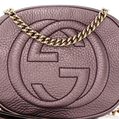 Gucci Metallic Pebbled Calfskin Mini Soho Chain Bag Purple 9 of 11