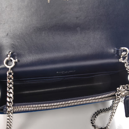 Saint Laurent Velvet Crystal Monogram Tassel Chain Wallet Blue 5 of 7