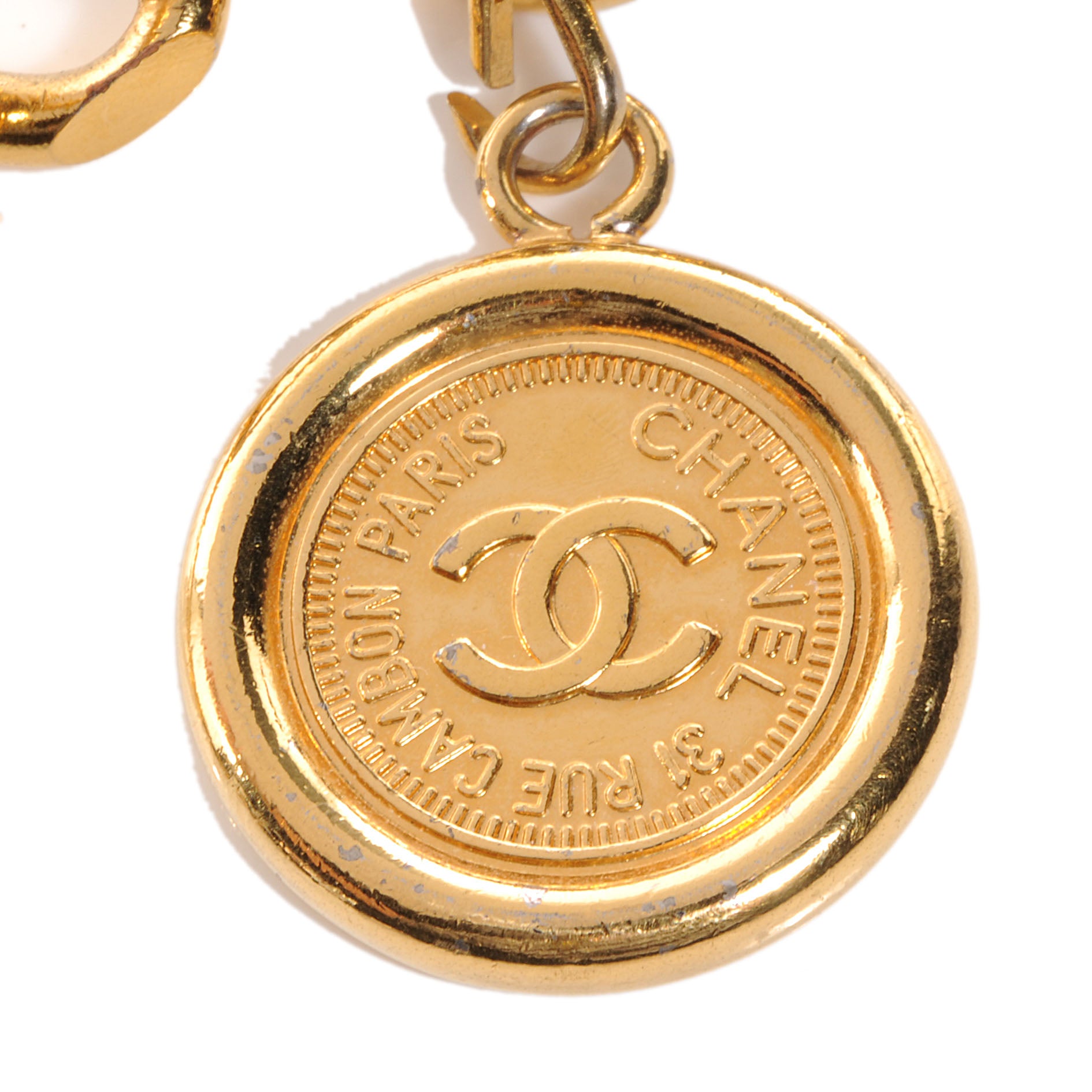 Chanel Leather Gold Chain Link Medallion Belt Black 6 of 13