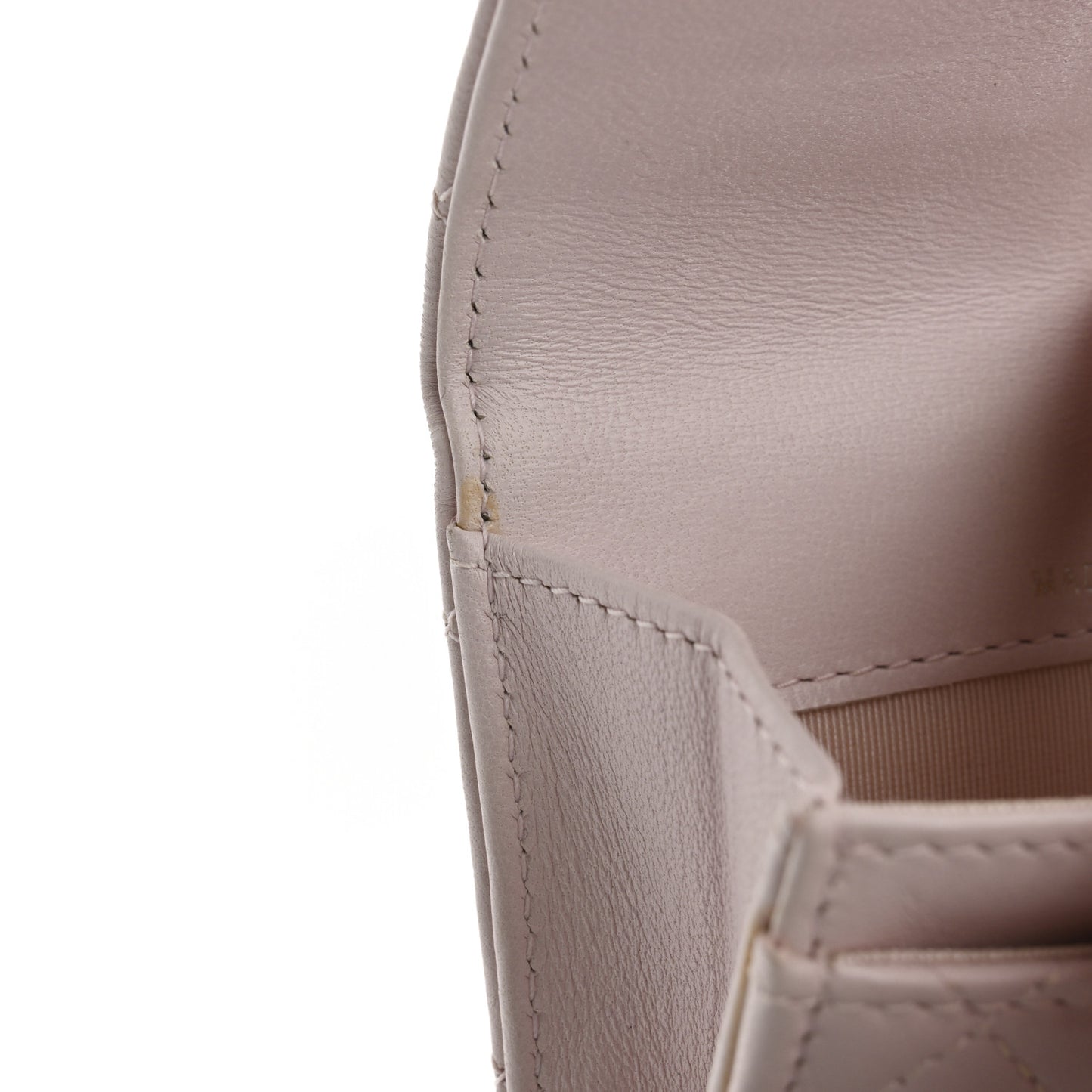 Lambskin Quilted Flap Card Holder Light Pink