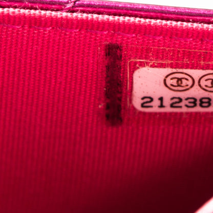 Chanel Metallic Patent Calfskin Quilted Boy Wallet On Chain WOC Fuchsia 8 of 8