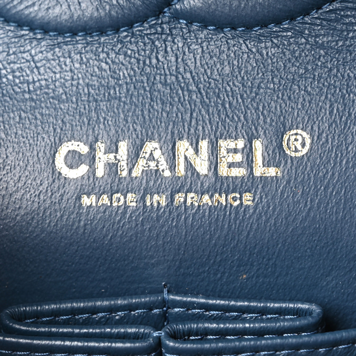 Chanel Metallic Caviar Quilted Medium Double Flap Dark Blue 6 of 10