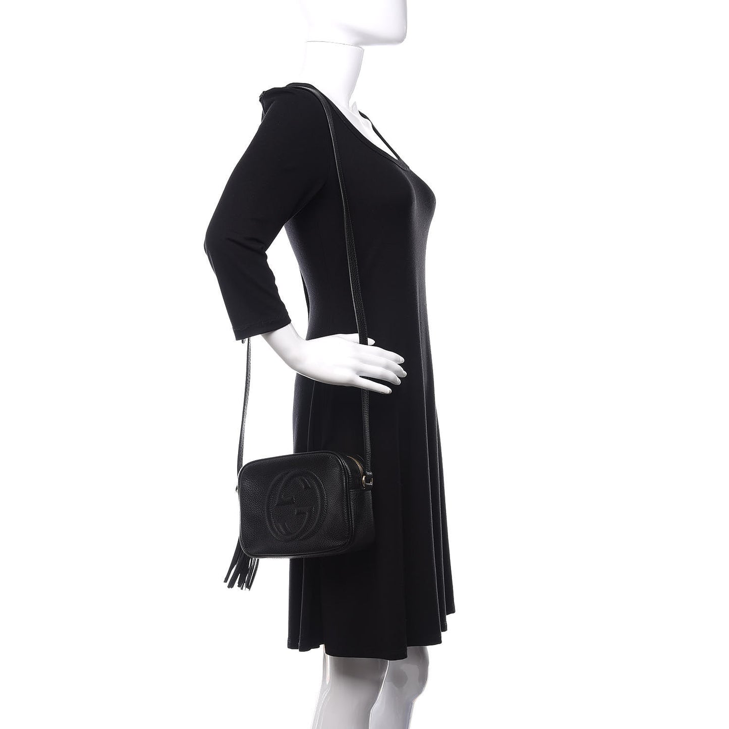 Pebbled Calfskin Small Soho Disco Bag Black