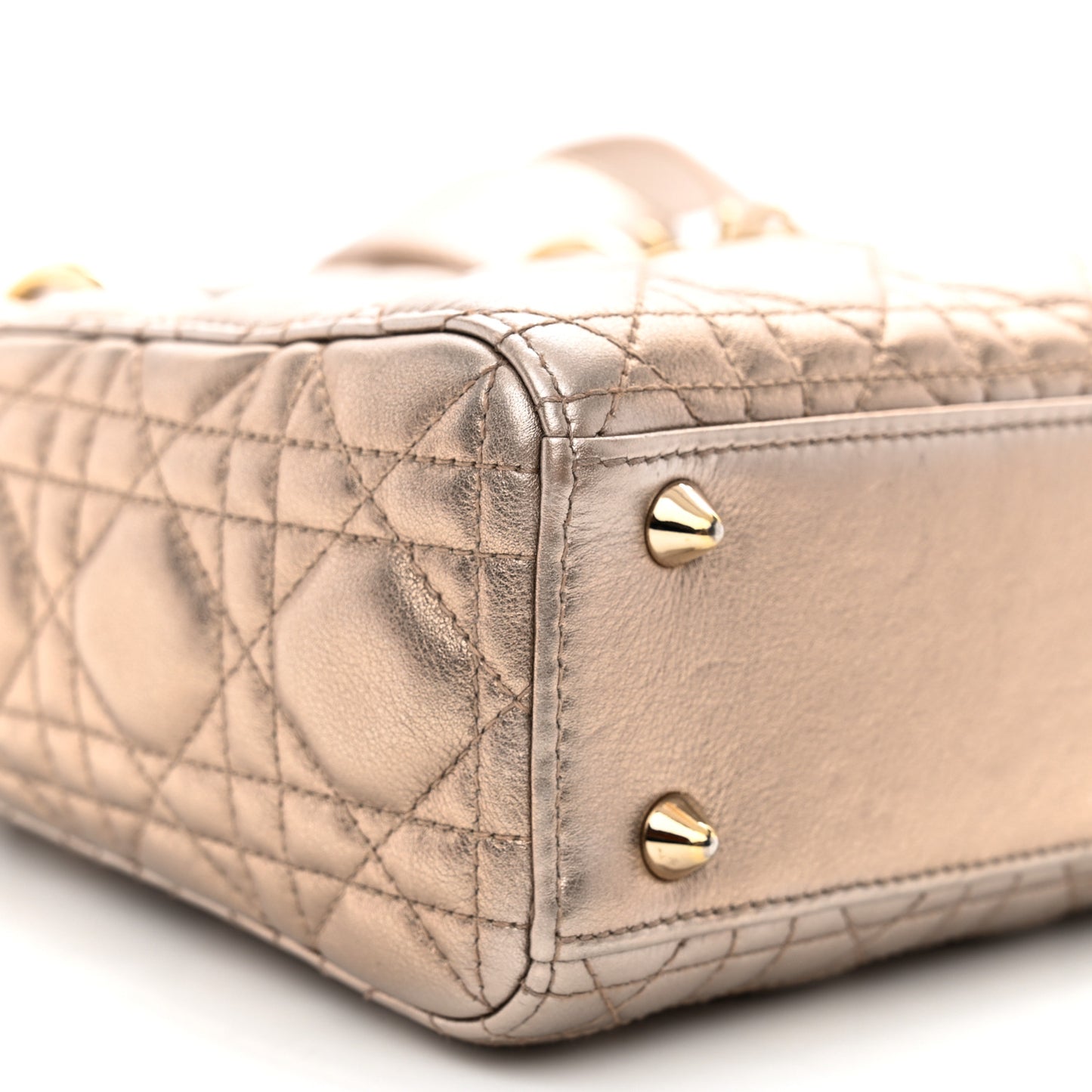 Metallic Lambskin Cannage Small My ABCDior Lady Dior Gold