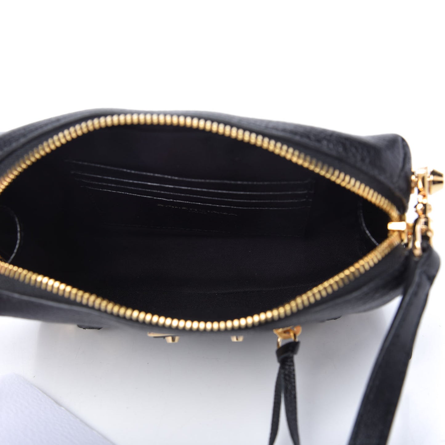 Chevre Gold Metallic Edge Hardware XS Reporter Crossbody Black