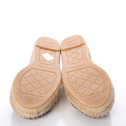 Chanel Lambskin CC Espadrilles 38 Beige Black 5 of 9