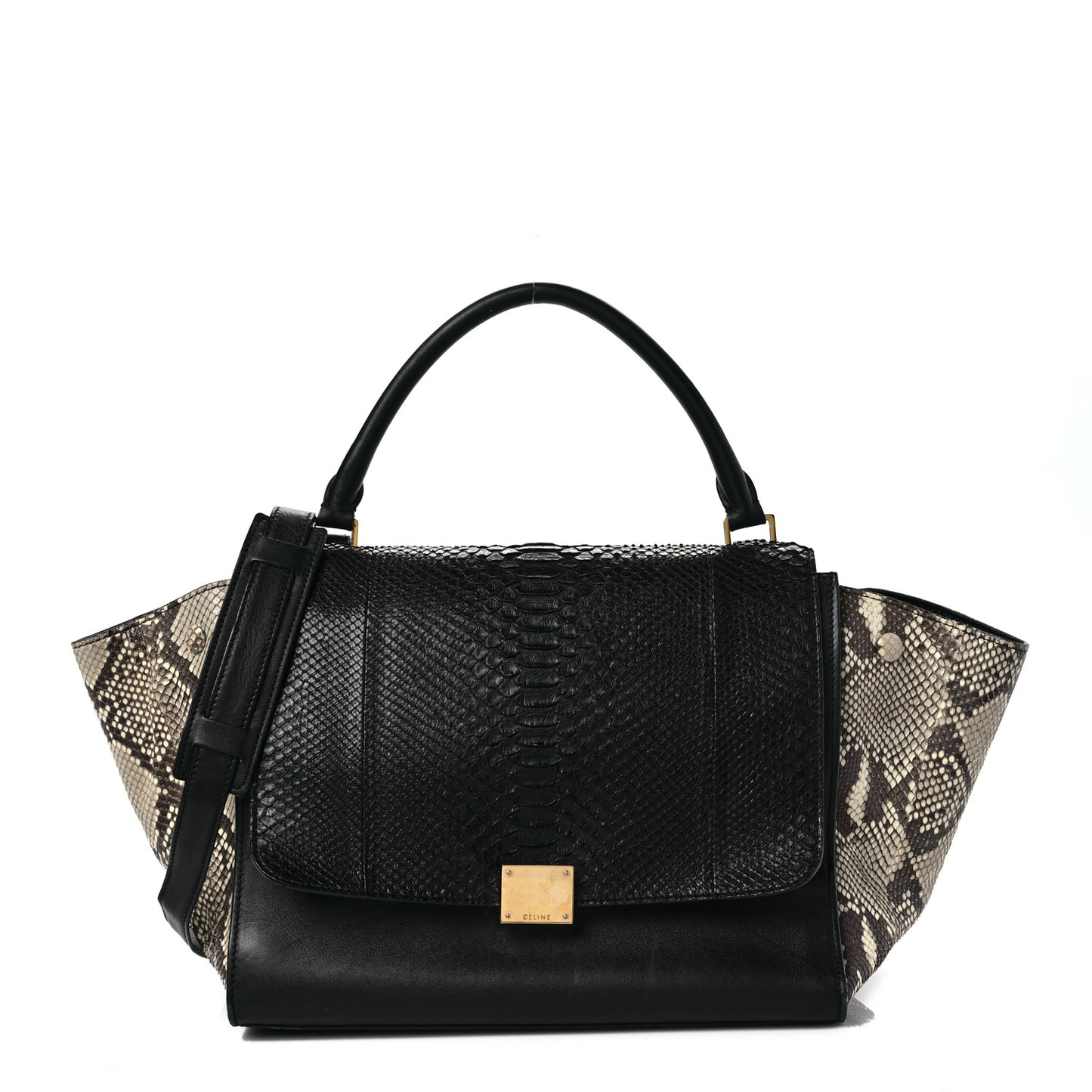 Snakeskin Medium Trapeze Black Beige