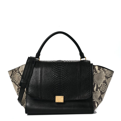 Celine Snakeskin Medium Trapeze Black Beige 1 of 8