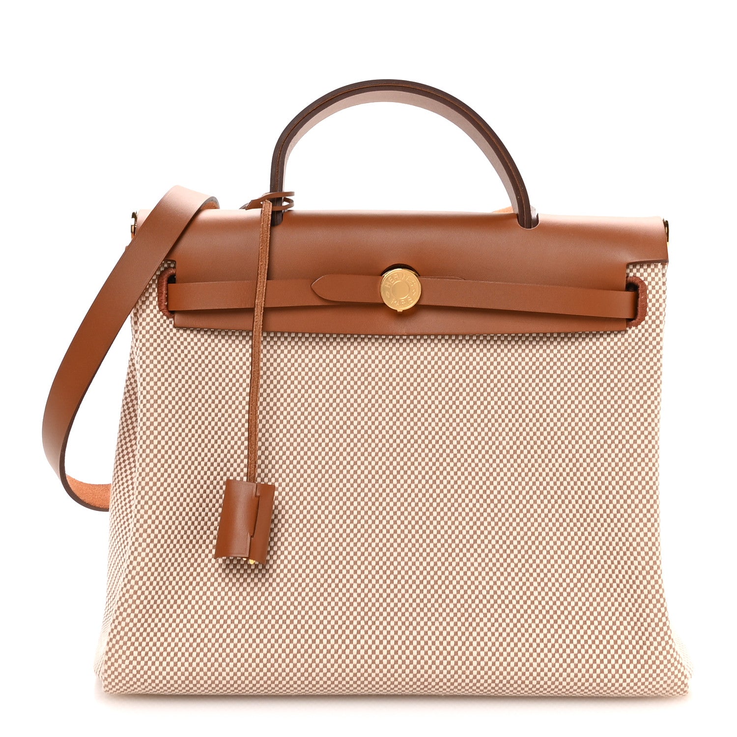 Hermes Vache Hunter Criss Viking Herbag Zip Retourne 31 PM Ecru Beige Naturel 1 of 11