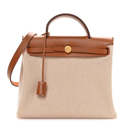 Hermes Vache Hunter Criss Viking Herbag Zip Retourne 31 PM Ecru Beige Naturel 1 of 11