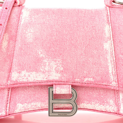 Balenciaga Nappa Denim Printed Small Hourglass Top Handle Bag Denim Pink 9 of 11