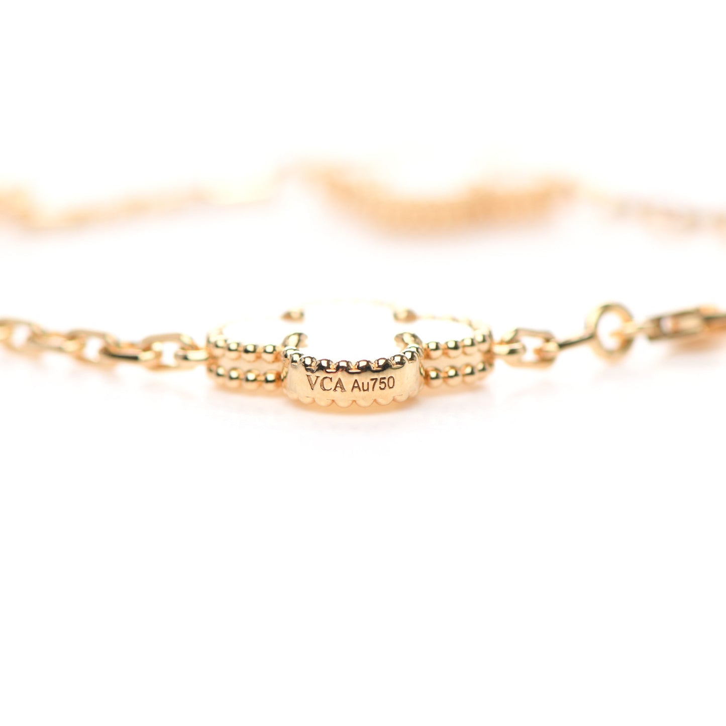 18K Yellow Gold Mother of Pearl 5 Motifs Vintage Alhambra Bracelet
