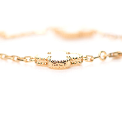 Van Cleef & Arpels 18K Yellow Gold Mother of Pearl 5 Motifs Vintage Alhambra Bracelet 4 of 8