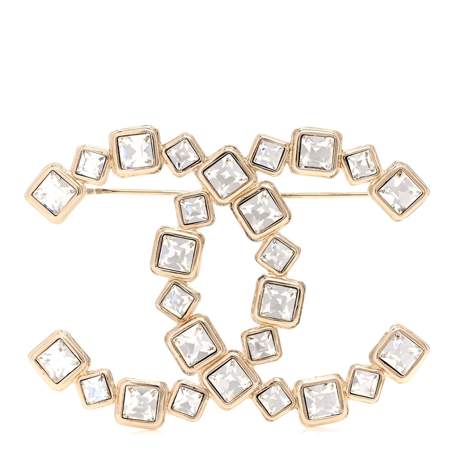 Chanel Crystal CC Brooch Gold 1 of 3