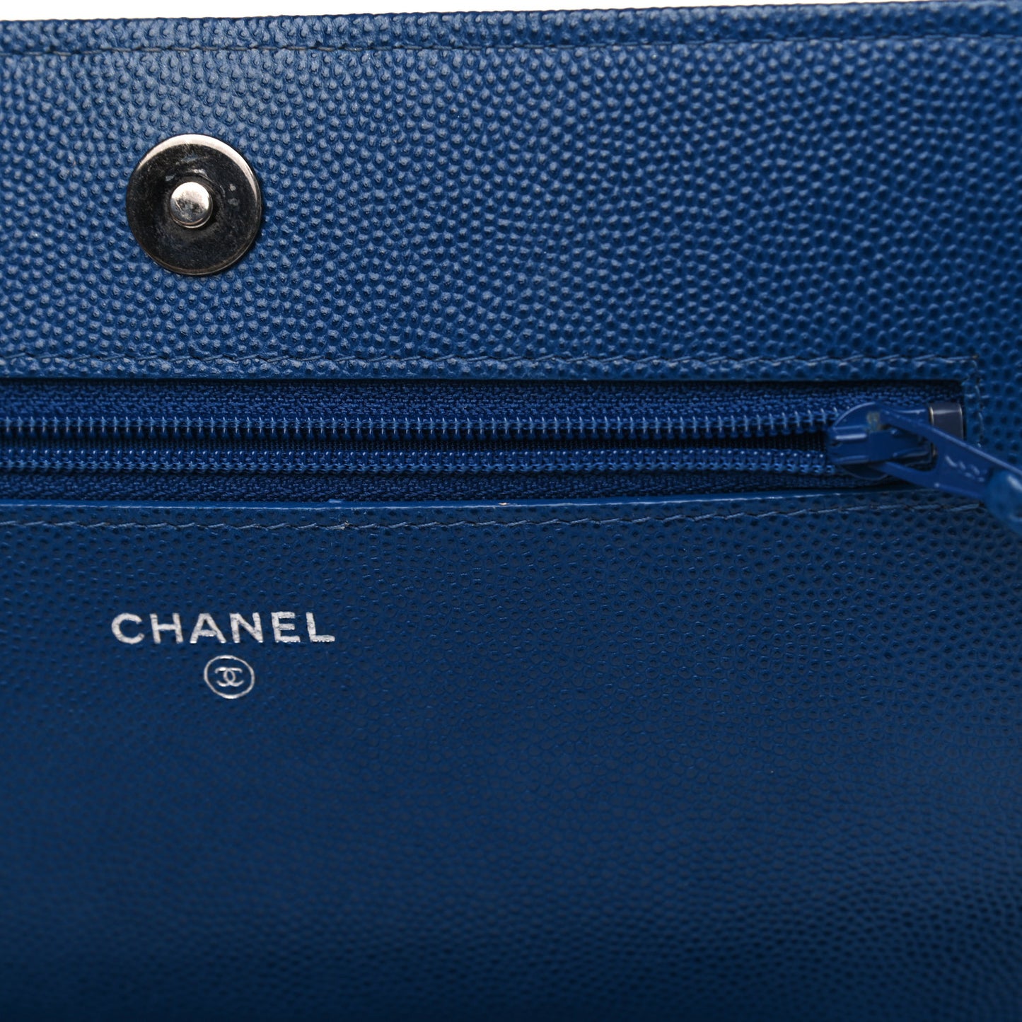 Caviar Quilted Boy Wallet On Chain WOC Blue