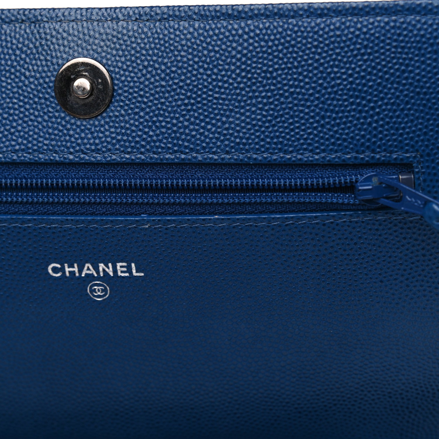 Chanel Caviar Quilted Boy Wallet On Chain WOC Blue 5 of 13
