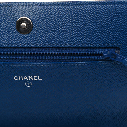 Chanel Caviar Quilted Boy Wallet On Chain WOC Blue 5 of 13