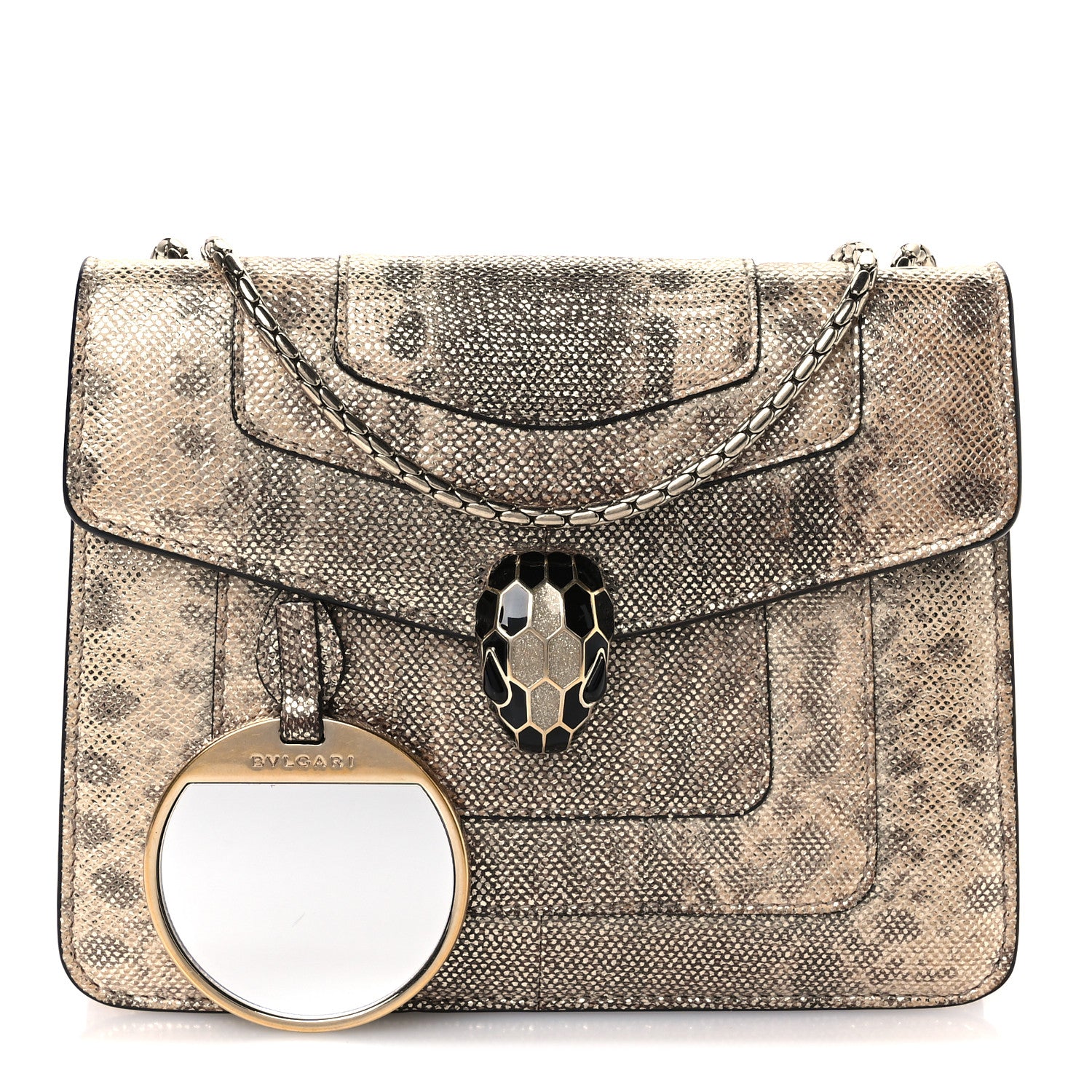 Bulgari Metallic Karung Serpenti Forever Crossbody Beige 3 of 12