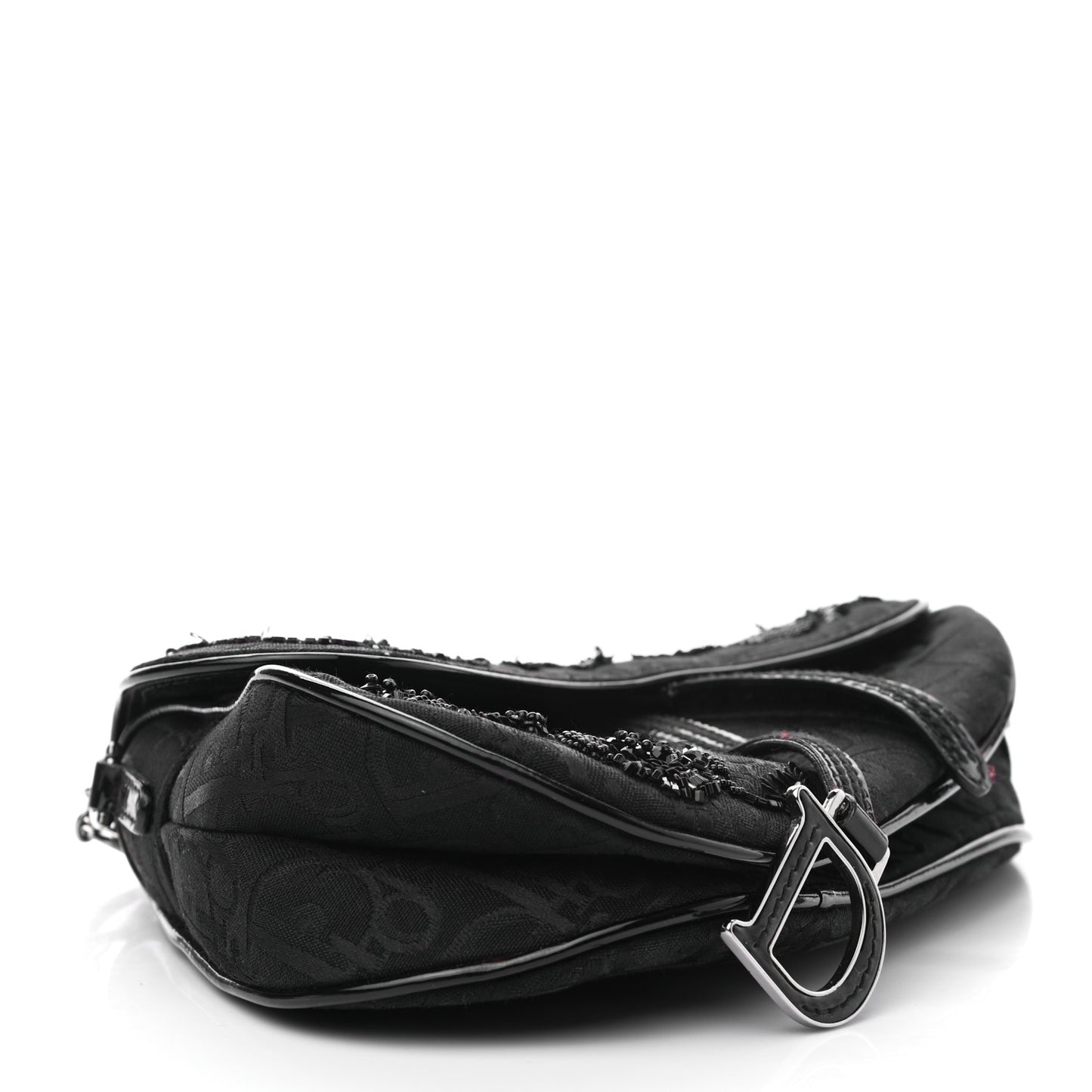 Canvas Bead Embroidered Mini Saddle Black