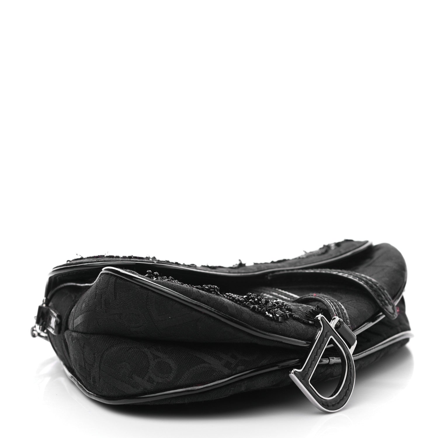 Christian Dior Canvas Bead Embroidered Mini Saddle Black 4 of 6