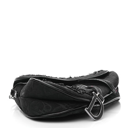 Christian Dior Canvas Bead Embroidered Mini Saddle Black 4 of 6