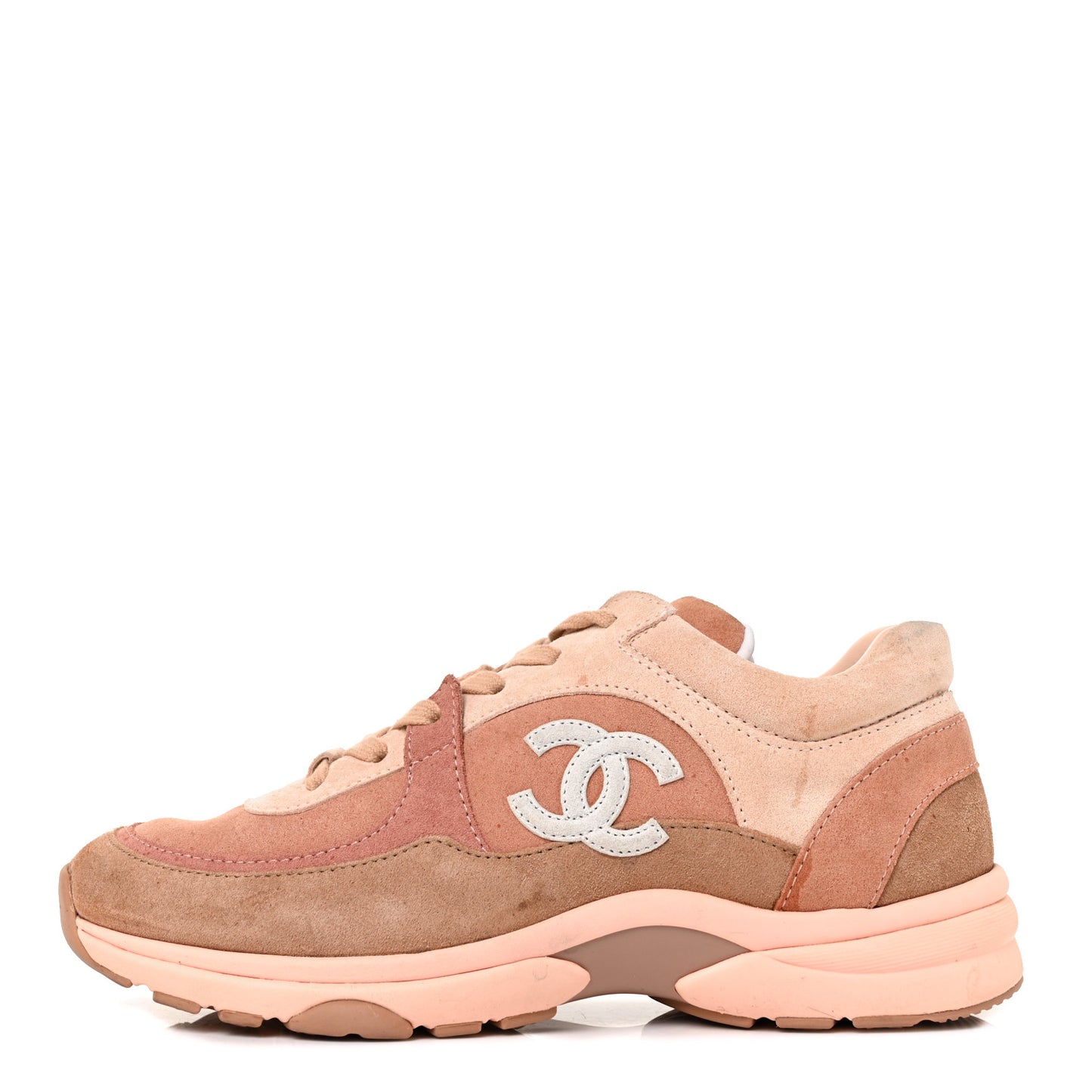 Nylon Lambskin Suede Calfskin CC Sneakers 37 Pink