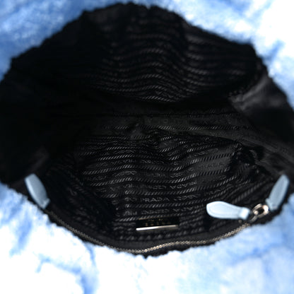 Prada Terry Cloth Small Tote Bag Celeste Black 5 of 9